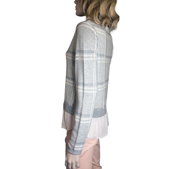 Camber & Grace Cheater Sweater Tunic Grey White Plaid Illusion Blouse Super Soft - Picture 6 of 14